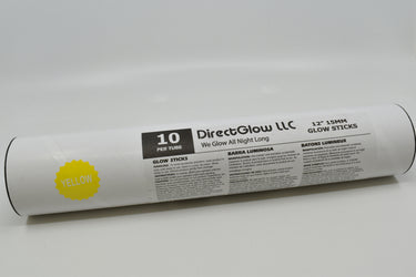 12 inch 15mm Yellow Premium Glow Sticks- 10 Per Package